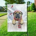 thumbnail image 3 of Playful Bullmastiff Welcomes Winter Snowy Day with Cardinal Bird Garden Flag 12x18in Double Sided Dog Lover Outdoor Decor - 2017, 3 of 5