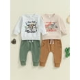 thumbnail image 4 of Aojekbee Baby Boys Pants Set, Long Sleeve Crew Neck Letters Print Sweatshirt with Elastic Waist Sweatpants Infant Clothes, 4 of 10