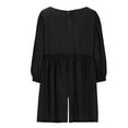 thumbnail image 3 of aidice Summer Womens Rompers Round Neck Long Sleeve Ruffle Keyhole Button Ruched Casual Shorts Jumpsuits, 3 of 5