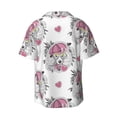 thumbnail image 5 of Uemuo Cartoon Poodle Dog Pattern Cotton Linen Short Sleeve Shirts,Casual Lightweight Button Down Shirts,Vacation Beach Summer Tops-, 5 of 7