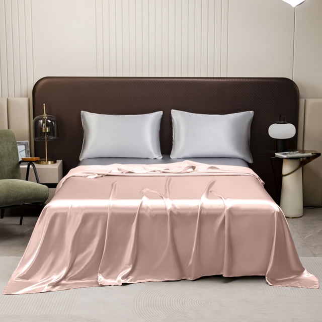 PEONAVET Bed Sheets Solid Color Ease Friendly Washable Sheets Luxurious Silk Bedding