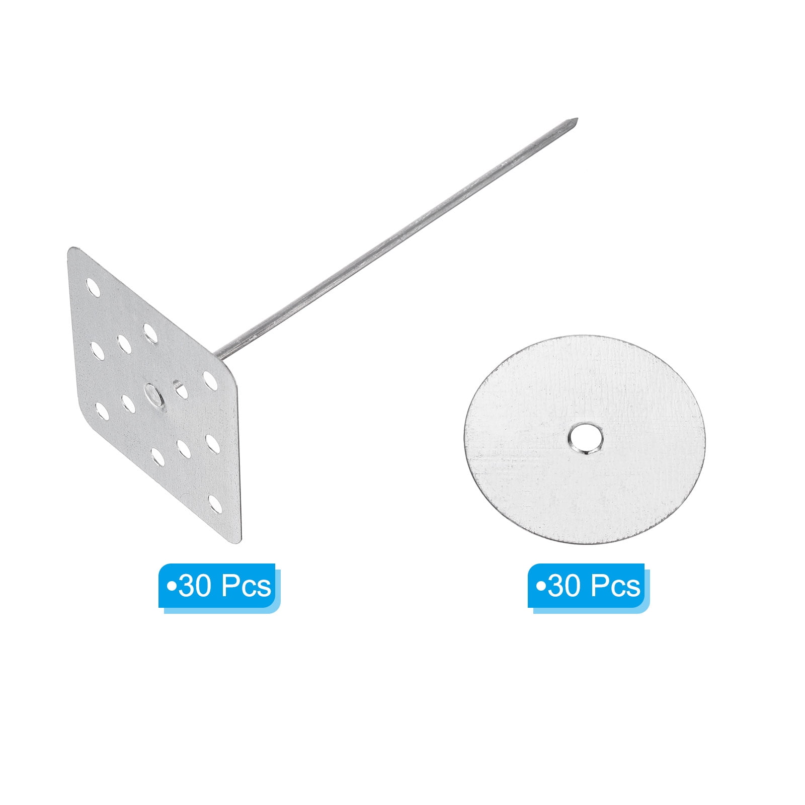5.9 Inch Perforated Insulation Pins with Round Washers, 30 Pack Aluminum Insulating Nails for Fixing Foam Boards