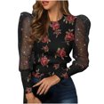 thumbnail image 1 of DPTALR Chemises Décontractées à Manches Longues en Maille Imprimé Floral pour Femmes Pull Col Rond Rayé Blouse Tunique Dentelle Manches Longues, 1 of 5