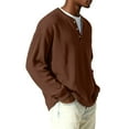 thumbnail image 4 of OIOLOYJM Polo Shirts for Men Casual Button Solid Color Golf Shirt Lightweight Long Sleeve T Shirt Fashion Soft Collared Tops Coffee 2XL, 4 of 5