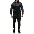 thumbnail image 3 of AWARDER Men's Winter 2-Piece Tracksuit, Colorblock Long Sleeve Zipper Hoodie and Jogger Sweatpants, Warm Fleece Casual Set For Cold Weather Lounging,Dark Gray,3XL, 3 of 7