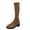 Brown, variant on Mid Calf Boots for Womens Side Zip Round Toe Arch Support Winter Low Heel Boots Black 7