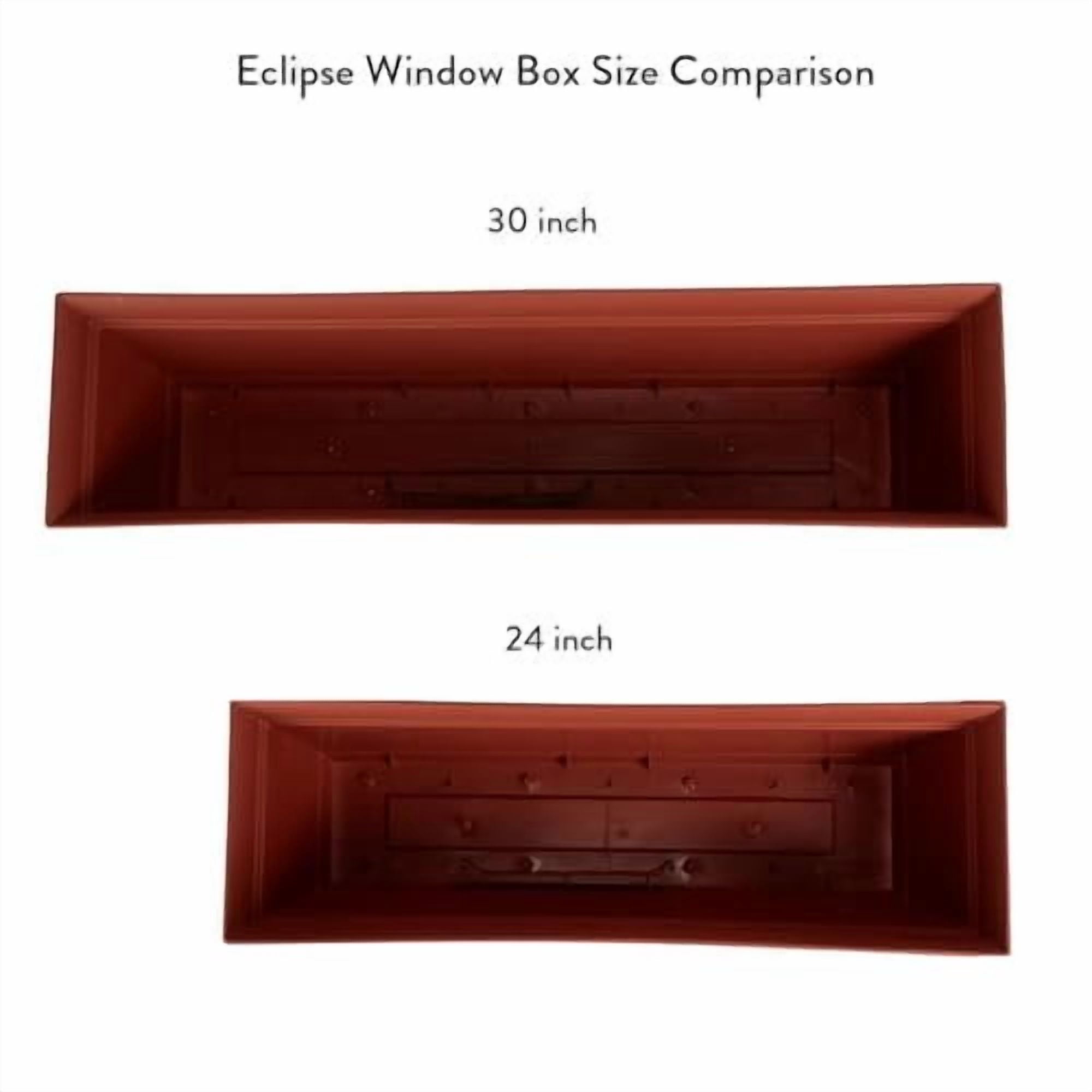 The HC Companies 24 Inch Eclipse Window Planter - Indoor Outdoor Rectangular Plant Pot with Removable Saucer for Flowers, Herbs, Clay