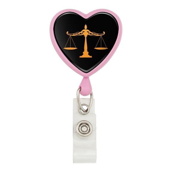 Scales Of Justice Legal Lawyer Heart Lanyard Retractable Reel Badge ID Card Holder