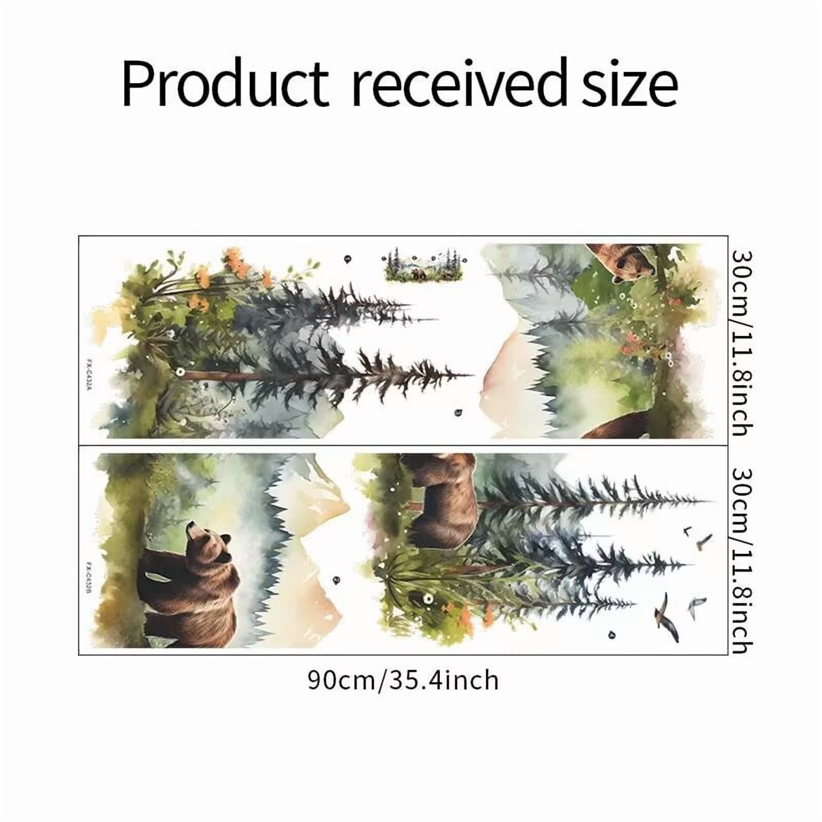 Large Jungle Animals Forest Tree Wall Decal - Peel and Stick Woodland Bear Fox Deer Stickers - Giant Mountain Art for Bedroom Nursery Room