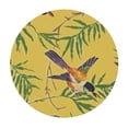 thumbnail image 4 of HAOXIT Birds Wicker Tablecloth Round Leaves Chinese Style Countryside Yellow Waterproof Wipeable Table Cloth Cover Table Pad Cover for Dining Room Fitted Table  54-58, 4 of 8