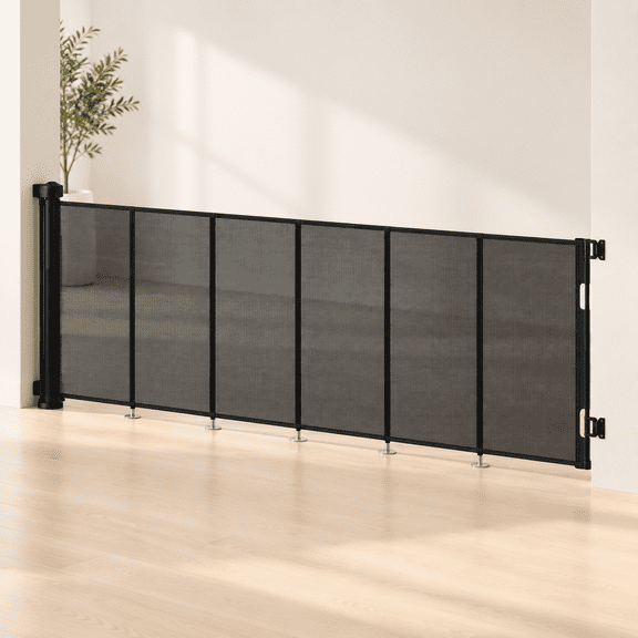 Black 33" Tall*118" Wide Retractable and Pet Safety Gate for Indoor Outdoor Stairs and Doorways