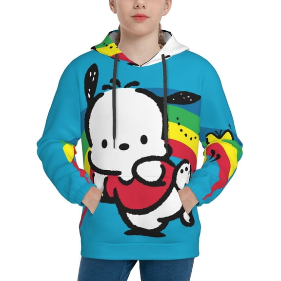 Sanrio Pochacco Kids' Hoodie 3d Print Sweatshirt Soft Pullover Hooded With Big Pockets Fans Gifts For Boys Or Girls Small