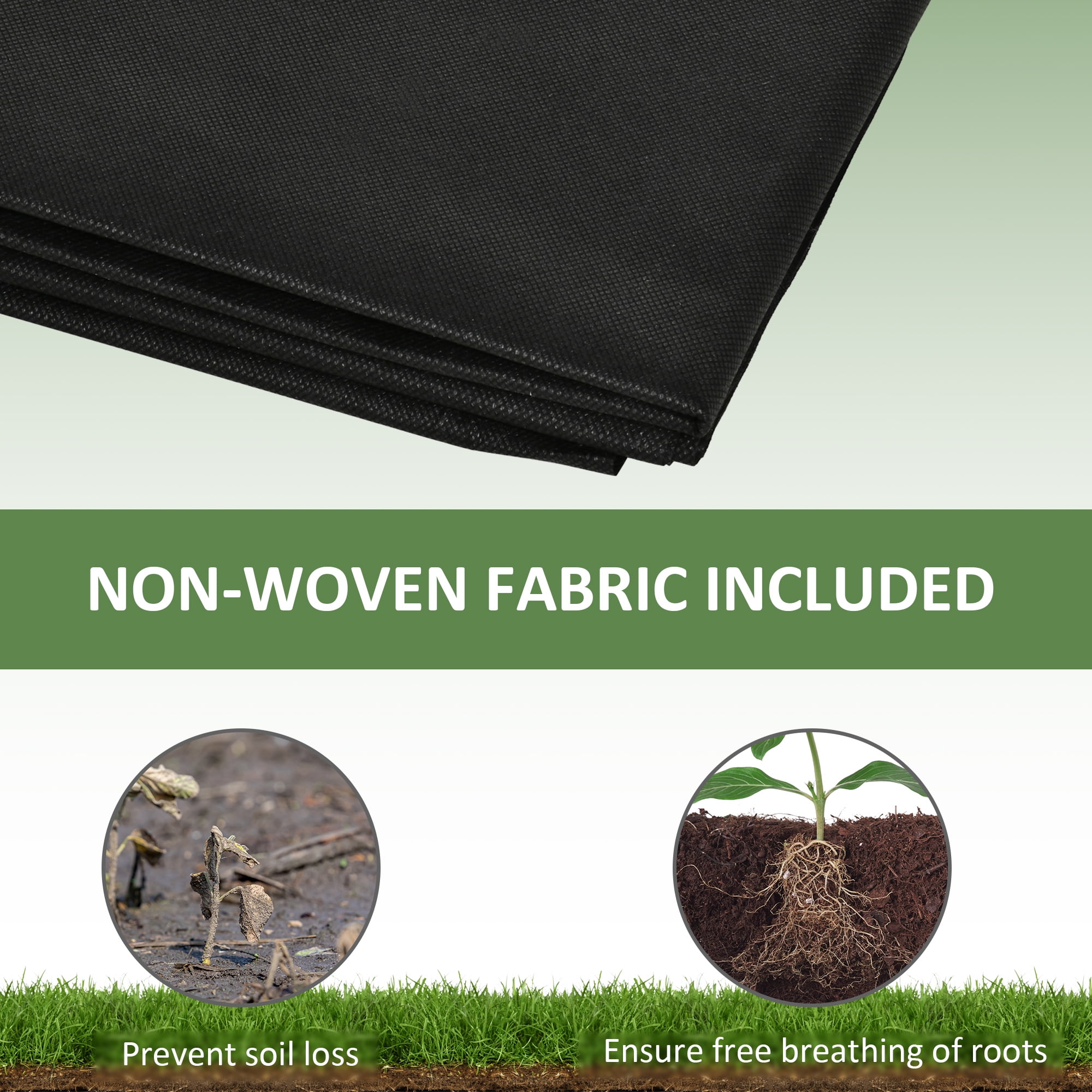 Raised Garden Bed Kit, 8x2ft Wooden Elevated Planter with 2 Boxes, Self Draining Bottom and Liner, Patio to Grow Vegetables, Herbs, and Flowers, Natural