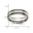 thumbnail image 2 of Mens Titanium with Sterling Silver Txtured Lines Band Ring (7.5mm), 2 of 4