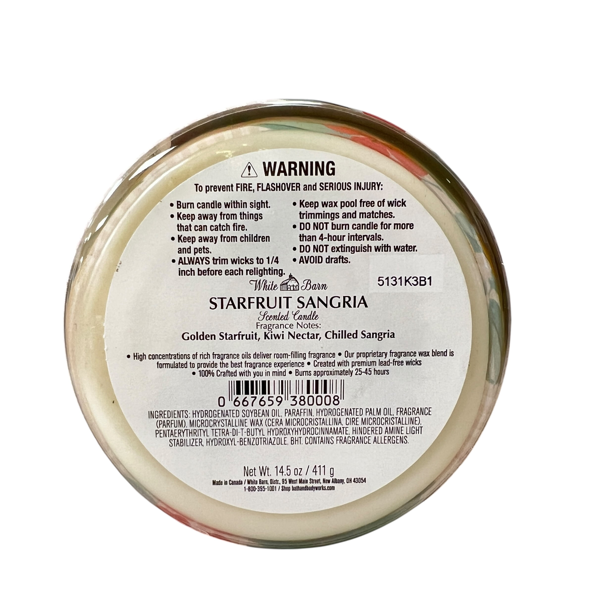 Bath & Body Works Starfruit Sangria Scented 3 Wick Candle 14.5 oz