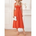 thumbnail image 3 of Faithtur Robe d'Été Décontractée pour Femmes Couleur Unie Froncée Longue Robe Mode Dos Nu Croisé, 3 of 9