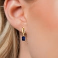 thumbnail image 3 of Gem Stone King 10K Yellow Gold Blue Sapphire and Lab Grown Diamond Stud Dangle Earrings for Women | 1.28 Cttw | Gemstone September Birthstone | Octagon 6X4MM, 3 of 6
