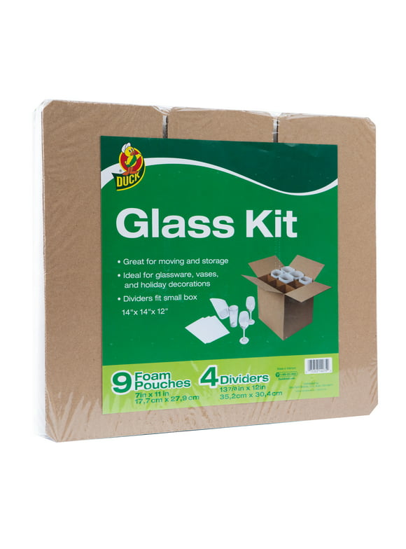 Duck Brand Glass Kit, 9 Foam Pouches and 4 Corrugate Dividers (Box Not Included)