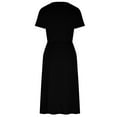 thumbnail image 2 of Nnhblu Solid Color Cotton Dress Short Sleeve Casual Dresses for Women Summer Black - L, 2 of 9