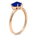 thumbnail image 3 of 2 ct Heart Cut Simulated Blue Sapphire Solitaire 18K Rose Gold Womens Engagement Ring, 3 of 4