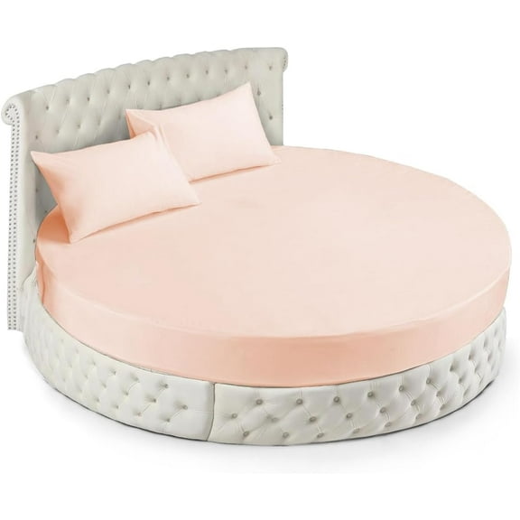 LaxLinen 600 Thread Count 4pc Round Bed Sheet Set Peach Solid (84" Diameter, Standard Size) Fits Upto 9" to 15" Inch Extra Deep Pocket 100% Egyptian Cotton