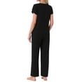 thumbnail image 3 of INSPIRE CHIC Womens Pajamas V Neck Short Sleeve Top with Drawstring Pants Sleepwear Printed Lounge Sets with Pockets L Black, 3 of 6