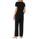thumbnail image 3 of Pijamas para mujeres INSPIRE CHIC, camiseta de cuello en V de manga corta con pantalones de tiro ajustable, conjuntos de lounge impresos con bolsillos M negro, 3 of 6