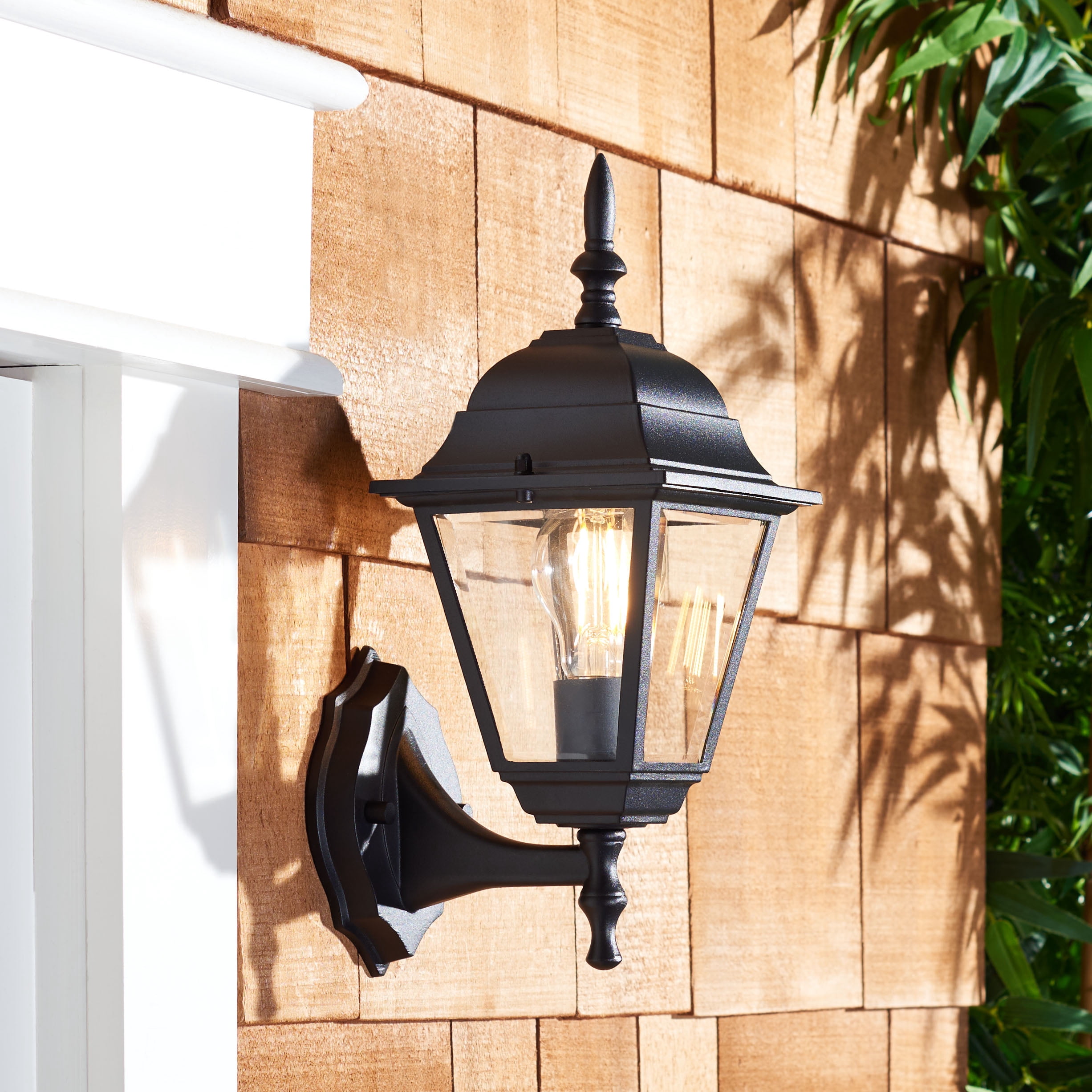 SAFAVIEH Rhion 2-Light A19 Black Steel Wall Sconce with Black Shade, Set of 2