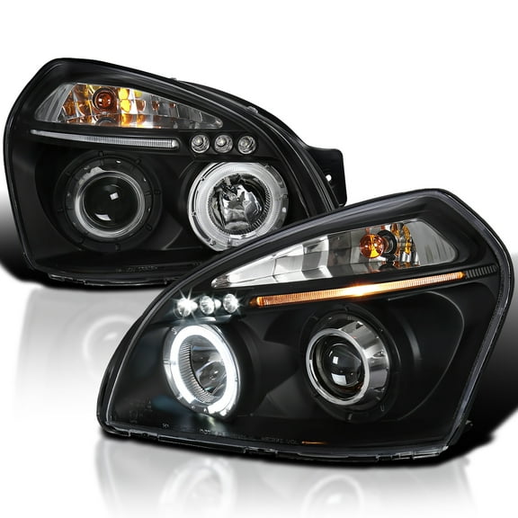 Spec-D Tuning Projector Headlights Black Compatible with 2005-2009 Hyundai Tucson All Modles, Left Right Pair Headlamps Assembly