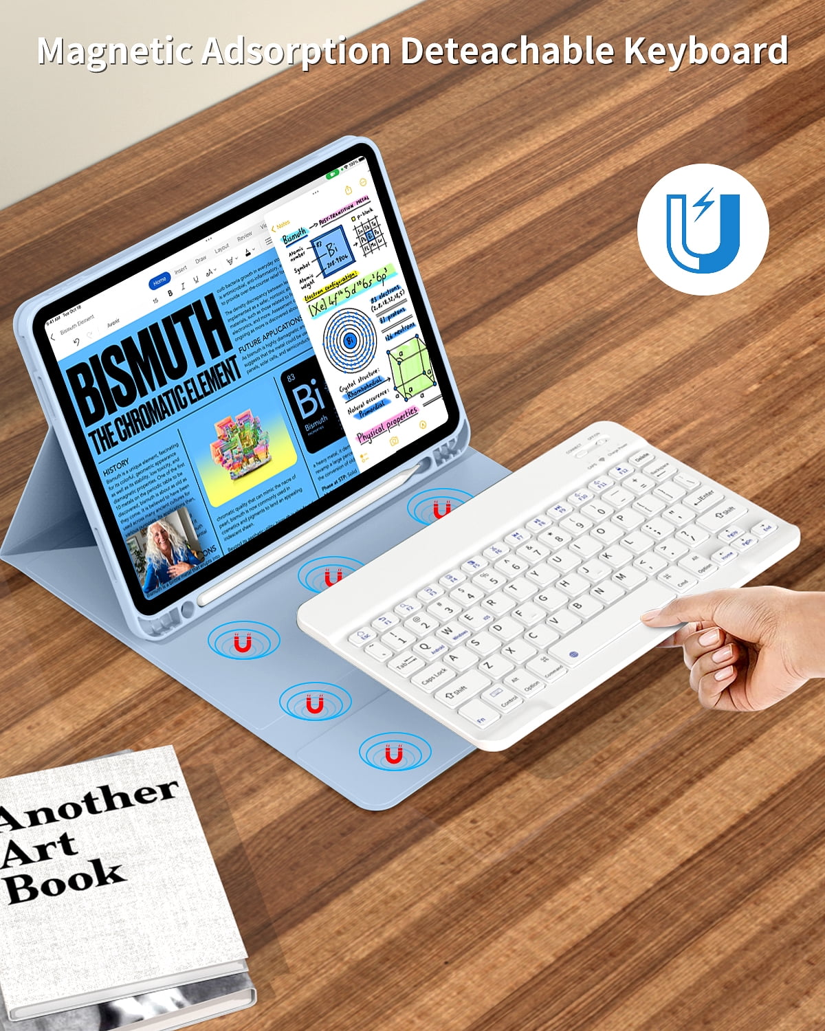 DWPSG Keyboard Case for iPad (A16) 11th Generation 11 inch 2025, Stand Folio Detachable Wireless Bluetooth Rechargeable Keyboard, for iPad 10th Generation 10.9 inch 2022 with Pencil Holder, Blue
