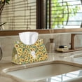 thumbnail image 5 of ZUXONGSY Sunflower Cat Tissue Box Covers PU Leather Ttissue Box Cover Rectangle with Buckle Facial Paper Organizer Dispenser Dustproof Tissues Cube Box Cover Attractive Decor, 5 of 7