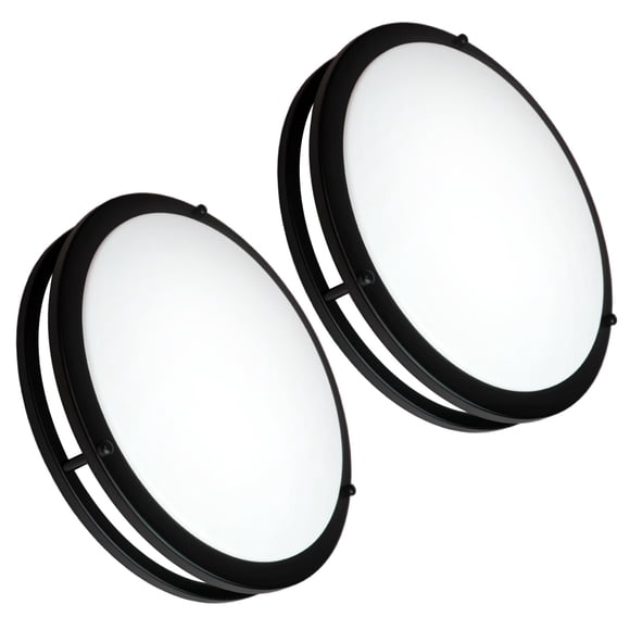 OOWOLF 2-Pack 36W 13inch LED Flush Mount Ceiling Light Fixture Dimmable Matte Black, Easy to Install LED Ceiling Lamp Fixture Wit