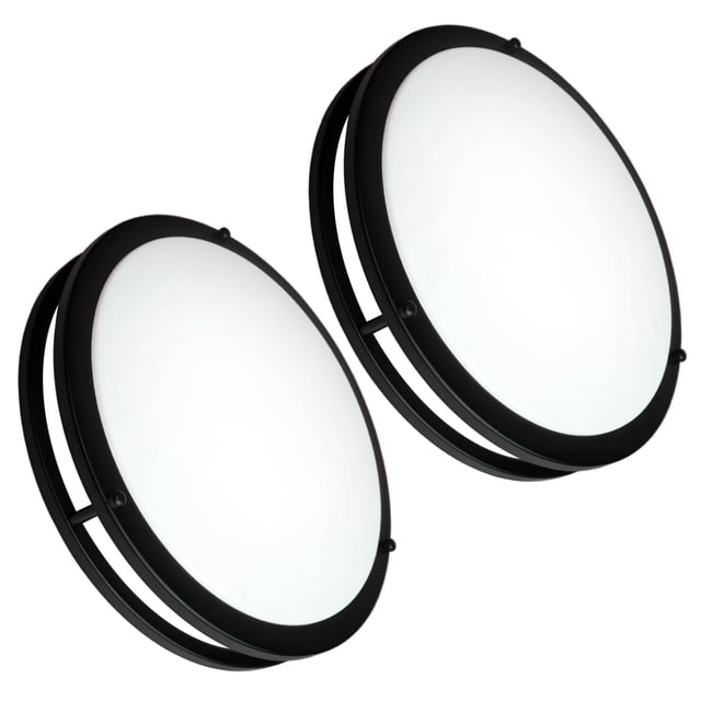 OOWOLF 2-Pack 36W 13inch LED Flush Mount Ceiling Light Fixture Dimmable Matte Black, Easy to Install LED Ceiling Lamp Fixture Wit