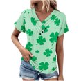 thumbnail image 2 of Fiudx Ropa de Mujer Top de Primavera/Verano de Manga Corta Informal con Cuello En V Estampado Del Día de San Patricio para Mujer, 2 of 5