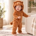 thumbnail image 6 of OJSFQUFP Baby Toddler Fuzzy Plush Hooded Zipper Jumpsuit with & Tail Infant Cosplay Romper for Halloween, 6 of 7