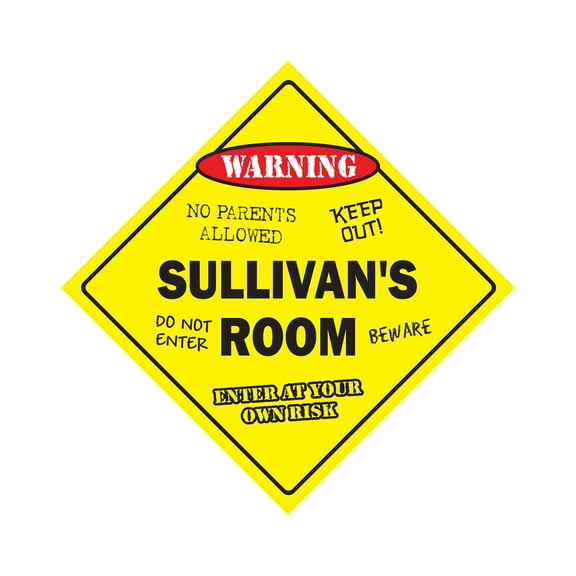 Sullivan's Room Sign Crossing Zone Xing | Indoor/Outdoor | 12" Tall kids bedroom decor door children's name boy girl