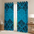 thumbnail image 2 of Manfei Retro bohemian Flowers Blackout Curtains Set of 2 (52x84 Each),Rustic Victorian Floral Window Curtains,Blue Black Damask Curtains and Drapes For Girls Boys,Super Cozy Room Decor, 2 of 6