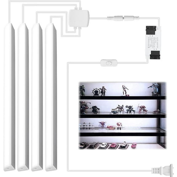 Cefrank Cabinet Lighting, 4pcs 12" V-Shape Bright LED Light Bars for Under Cabinet, Shelf, Showcase - 1200lm 12W - Pure White (6000K)