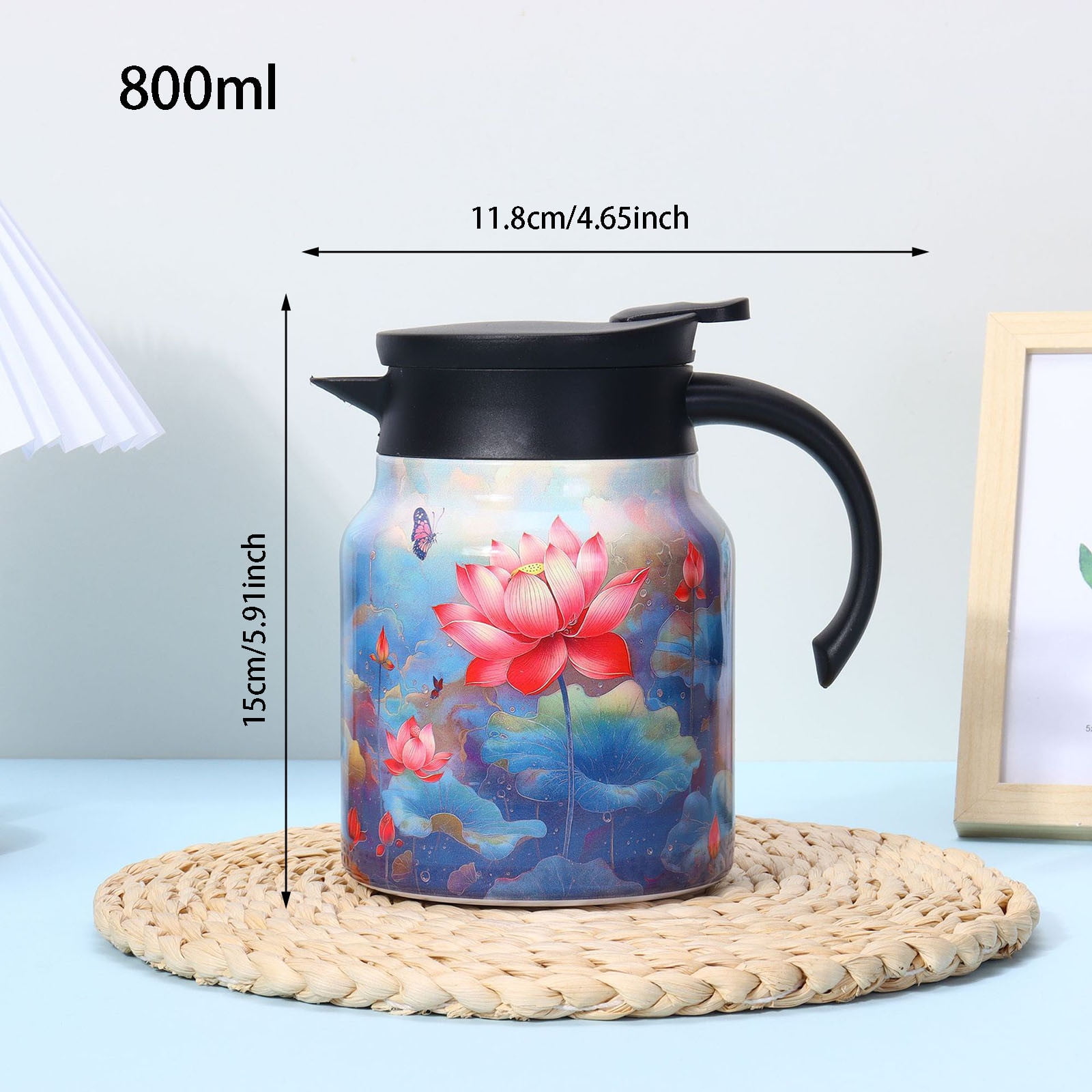 Theiere Thermos Avec Infuseur Théière à Motif Floral Vintage, Infuseur à Thé Intégré à Theiere Isotherme Avec Infuseur
