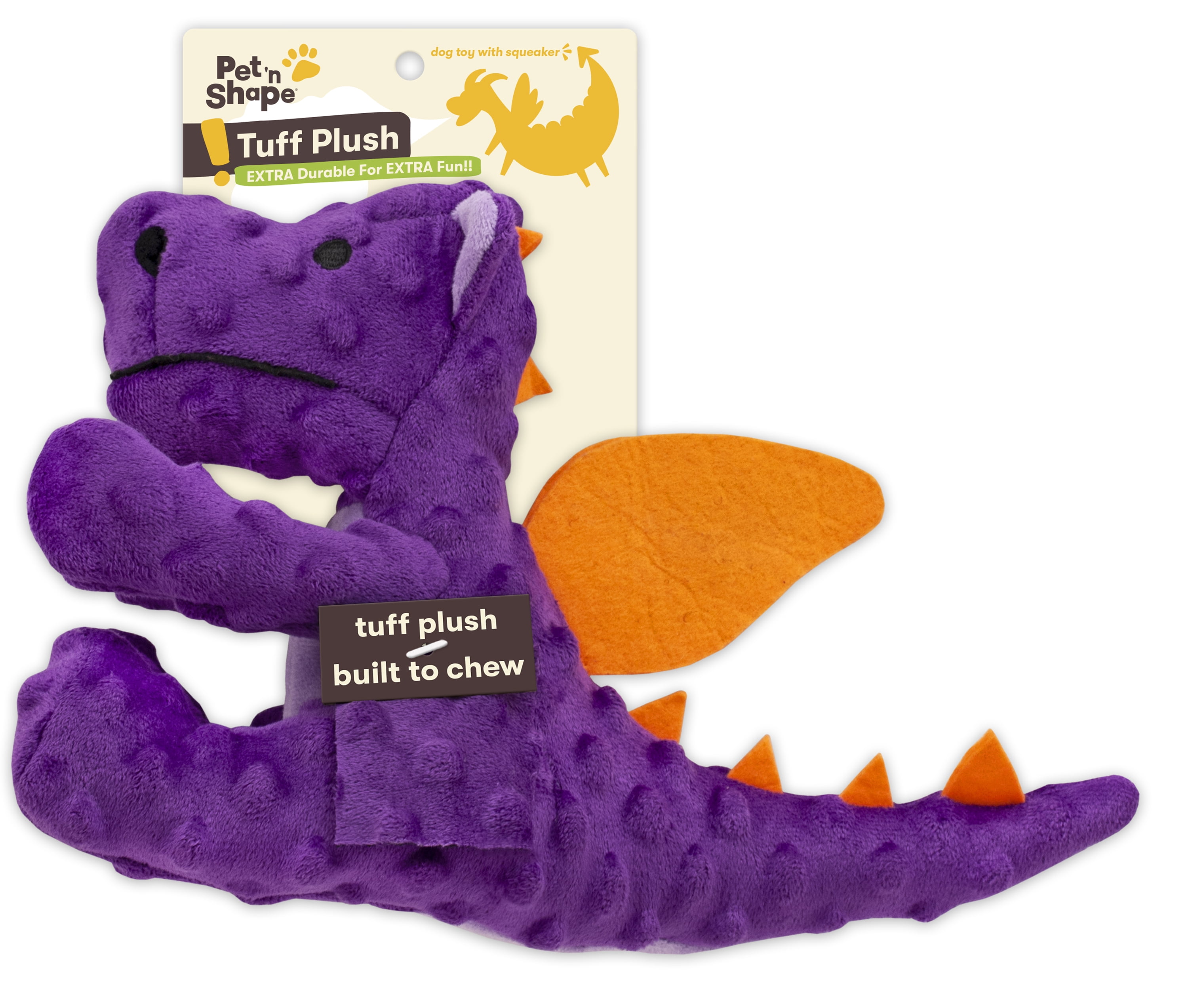 Pet 'n Shape Tuff Plush Dragon Dog Toy with Stuffing