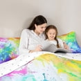 thumbnail image 5 of Manfei Dreamy Watercolor Queen Comforter Set for Teens, Oil Printing Bedding Comforter Set, Modern Abstract Art Reversible Bedding Set, Super Cozy Room Decor, 3-Piece, 5 of 8