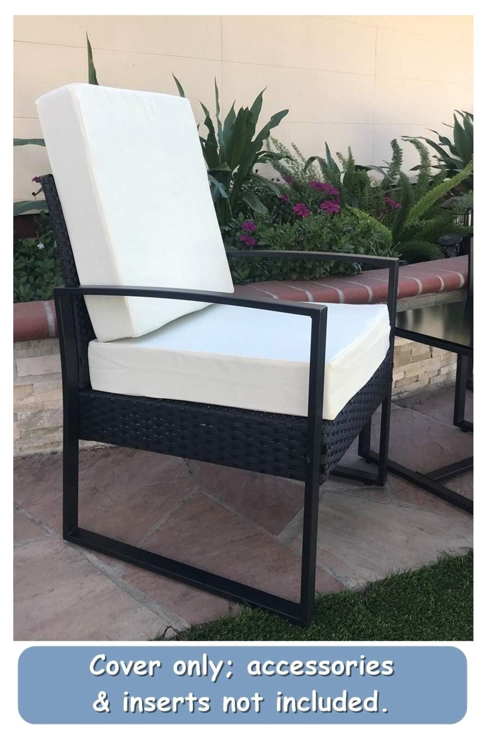 Indoor Outdoor Water High UV Resistant Patio Chair Cushion Cover (Cream White, 24"x24"x4" (2 Covers))