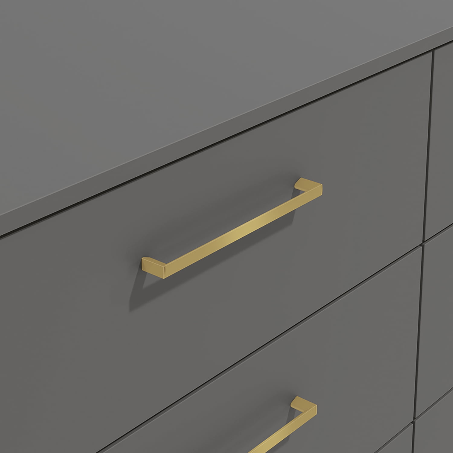 Kappesberg Jolyne 6-Drawer Horizontal Dresser with Gold Handles - Gray – Modern Bedroom Storage for Adults and Teens