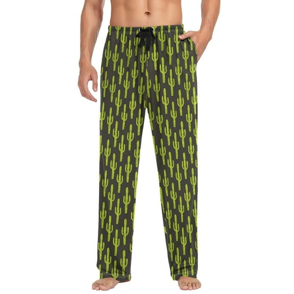 joogoo Men's Pajama Pants Neon Cactus Soft Long Sleep Lounge Pjs Bottoms L