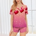 thumbnail image 2 of ABATAB Valentine's Day Lounge Sets for Women Short Sleeve Shorts Pants Button down Love Heart Print Pajama Sleepwear Outfits, 2 of 7