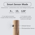 thumbnail image 4 of Aplique de pared de madera recargable por USB de 18 x 2,5 cm con sensor de movimiento, aplique de pared inalámbrico de batería blanca cálida para interiores con interruptor, funcionamiento con batería, 4 of 5