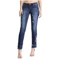 thumbnail image 2 of Grace in LA Women's Floral Embroidered Junior Fit Skinny Stretch Jeans (26), 2 of 3