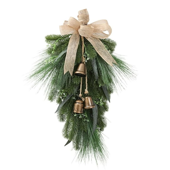 Noothes 24 Inch Christmas Wreath with Red Bow and Berries, All-Weather Outdoor & Indoor Holiday Wreath for Front Door Decor and Festive Home Accents