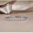 thumbnail image 3 of JeenMata 11 TCW October Pink Tourmaline - Round Cut Birthstone Tennis Bracelet for Women in Eternity Design - White Gold Plating, Female, Adult, 3 of 7