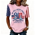 thumbnail image 4 of 911 Never Forget Shirt 9/11 25th Anniversary Tshirt | We Will Never Forget Short Sleeve Tee, Remember Honor Unite Casual Summer Top, 4 of 6